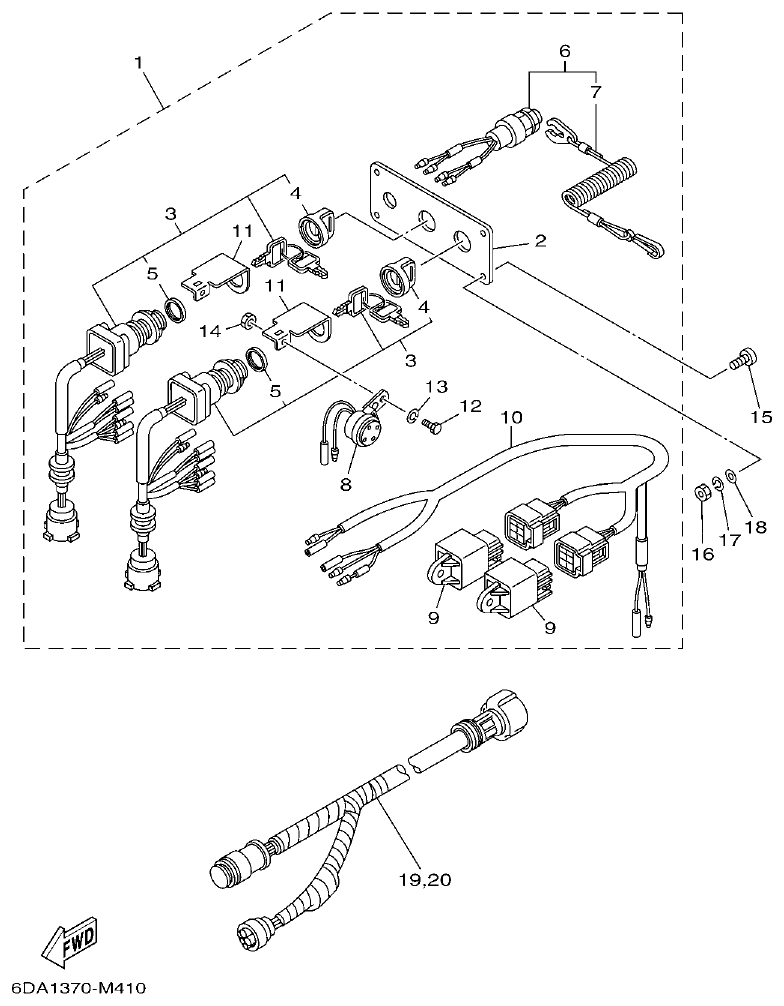 Yamaha F200FET, FL200FET SWITCH & PANEL 3 parts diagram
